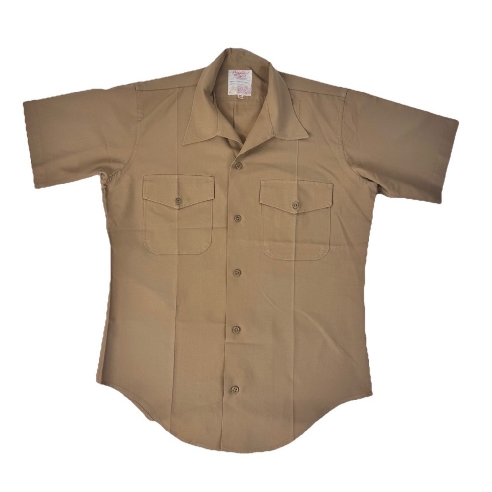 Creighton Uniform Shirt Men M Khaki‎ USMC Approved Short Sleeve Wool Blend Tan